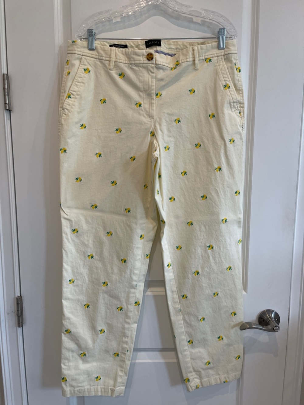 Talbots Light YellowStraight-Leg Jeans with Yellow Embroidery